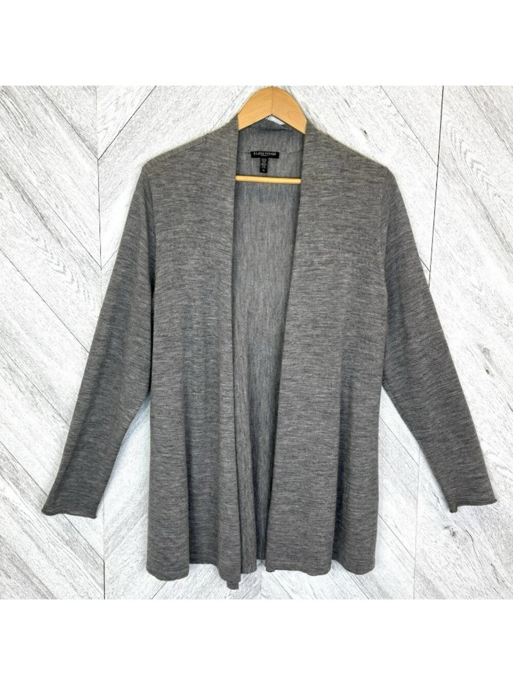 Eileen Fisher Open Cardigan Sweater Women Plus Size 1X Gray 100% Merino Wool
